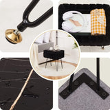 Faux Fur Storage Ottoman Vanity Stool with Metal Legs, Anti-Slip Feet, and Hidden Storage, 16.5" x 03652854