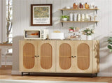 Natural PE Rattan Large Buffet Sideboard , 4-Door Design with Removable Adjustable Shelves 82926785