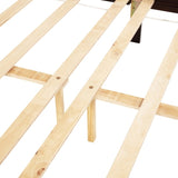 Queen Pine wooden Bed with Rattan Headboard and Footboard, with Central Enhanced Bed Platform W504P266746