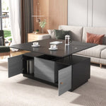 ZUN Modern Gray Multi-functional Rectangle Lift-top Coffee Table Extendable with Storage WF307466AAG