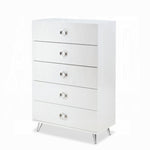 ZUN White 5-Drawer Chest with Ring Pull Handles B062P209030