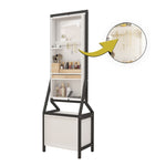 ZUN 360&deg; Swivel Jewelry Armoire & Makeup Mirror Cabinet With 2 Bottom Drawer, Rotates Freely, Spacious W760P152287