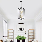 ZUN 8-Light Lantern Tired Farmhouse Ceiling Hanging Light Black Chandelier Metal Modern Pendant Light W1592P209881