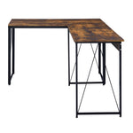 ZUN Weathered Oak and Black 47.5" Writing Desk with Metal Sled Base B062P184523