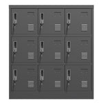 ZUN 9-Door Employee Storage Locker, Metal Lockers for Office, Gym, School, and Homewith Card Slot T2398P205947