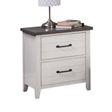 White Color Nightstand Bedroom 1pc Nightstand Solid wood Black Appliance Pull 2-Drawers bedside B011P165673