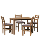 ZUN 5PCS Stylish Dining Table Set 4 Upholstered Chairs with Ladder Back Design for Dining Room Kitchen 02910821