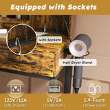 Makeup Vanity with LED Lights&3 Color and Power Outlet Makeup Vanity Table with 2 big Drawers with W509P297015