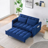 The 55-inch dreamlike blue velvet sofa is elegant and convenient with pockets, cleverly interpreting W1658P246639