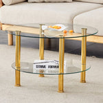 ZUN Contemporary Minimalist Double Layer Tempered Glass Coffee Table - 27.5" Top and 23.6" W1151P234005