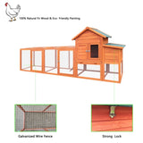 122Large Wooden Chicken Coop,Outdoor Hen House with Nesting Box ,Wire Fence Poultry Cage W773P326842