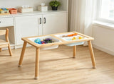 Wooden Sensory Table for Toddlers, Kids Activity Table with 3 Foldable Storage Bins & Paper Roll 31857290