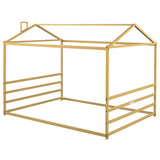 Metal House Shape Platform Bed, Gold, Queen MF314071AAL