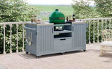 K&K 66.5" Outdoor Kitchen Island for Big Green Egg Grills, Solid Wood Outdoor Grill Cart for N707P250629G
