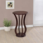 ZUN Cherry Round Accent Table with Faux Marble Top B062P145502