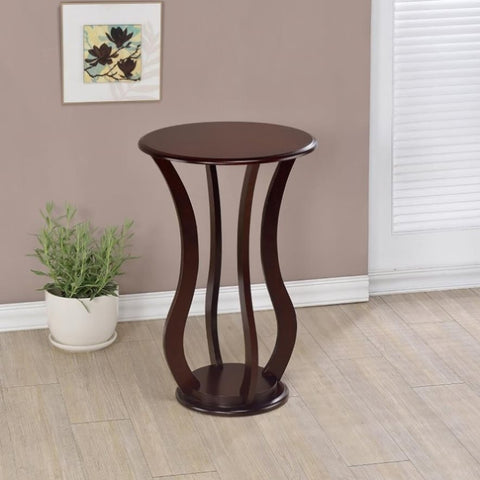 ZUN Cherry Round Accent Table with Faux Marble Top B062P145502