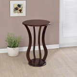 Cherry Round Accent Table with Faux Marble Top B062P145502