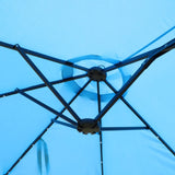15x9ft Large Double-Sided Rectangular Outdoor Twin Patio Market Umbrella with light and base- blue W419P145384