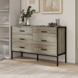 ZUN Wood Dresser with 6 Drawers, Wooden Storage Closet for Bedroom, Solid Clothes Cabinet with Sturdy W1820P145379