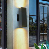 2-Pack Outdoor Wall Sconce, Modern Up and Down Weatherproof Wall Light, Black Aluminum Exterior Wall W1340P243536