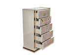 ZUN Omari Modern Style 5-Drawer Chest Made with Wood and Gold Accents in Beige B009P245443