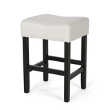 Set of 2, 26.75" Backless Leather Counter Height Barstool, Beige 74492.00FBGE