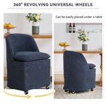 ZUN 058-Set of 2 Chenille Fabric Dining Chairs With Universal Wheels,Blue W527P242553