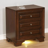 Brown Cherry Solid wood 1pc Nightstand Nickel Round Knob Transitional Style 3-Drawers Nightstand w B01149585