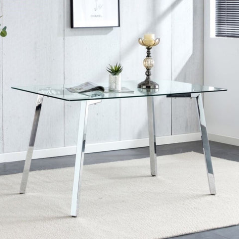 ZUN Glass Dining Table Modern Minimalist Rectangular for 4-6 with 0.31" Tempered Glass Tabletop and 78757052