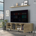 ZUN Valdivia Tv Stand for TV´s up 70", Four Open Shelves, Five Legs -Light Oak B20092114