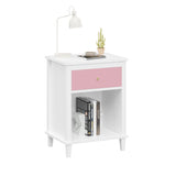 26.77''H Wooden Nightstand with One Drawer One Shelf for Kids, Adults, Pink 61855296