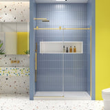 Glass shower door, sliding door, soft close system, with 5/16" tempered glass and Brushed Gold W2122P225223