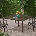 ZUN Outdoor Modern Aluminum Dining Table with Woven Accents, Gloss Black 65144.00BZE