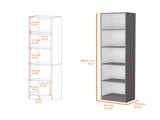 Zachary Matt Gray and White 5-Shelf Slim Bookcase B062P175161