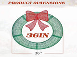 36in Pre-lit Outdoor Christmas Wreath Decoration, Lighted Metal Wreath with Red Bow, Remote Control 35600914