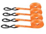 S-Hook 15ft Ratchet Tie Down Set 2200 lb 1 inch Safety Clip Motorcycle Orange 60422076