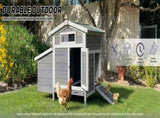Outdoor Gray Free-Range Wooden Chicken Coop with Asphalt Roof, Pull-Out Tray, Nesting Box with Easy W773P461967