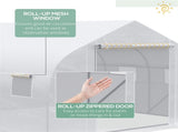 Outdoor Walk-In Tunnel Greenhouse Hot House with Roll-up Windows, Zippered Door, PE Cover 11.5' x 11285421