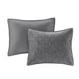 3 Piece Velvet Quilt Set Grey Full/Queen B03597475