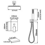 Rain Shower System Brushed Nickel Tub Shower Faucet Set 10 Inch Square Rainfall Shower Head with T3177P269099
