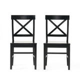 ZUN Roshan Farmhouse Acacia Wood Dining Chairs, Black 62888.00BLK