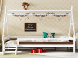 Twin House Platform Bed with Stairs, Solid Wood Twin Bed Frame, Low Profile and Childlike Fun W1580P354718