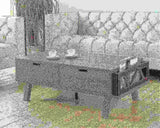 Antique Wooden Livingroom Coffee Table with Two Storage Drawers, Distressed Grey & Black B107P222506