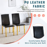 Set of 4 black PU leather backrest chairs with gold metal legs -A perfect pairing, ideal for W3226P279074