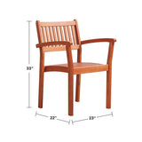 Caladesi Reddish Brown Wood Coastal Stackable Patio Armchair B093121215