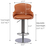 ZUN Black Titanium Stainless Steel Bar Stools,Grade Modern Leather Bar Chair with Backrest,Swivel W2195P180360