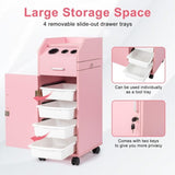 Hair Salon Storage Cart with Wheels & 3 Hair Dryer Holders & 4 Drawers & Lock & 2 Keys, Hairdressing 44313324