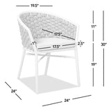 Rowan 24" Rope Barrel Back Patio Dining Chairs, Set of 2, Optic White Acrylic B2719P245966