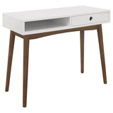 White and Walnut 1-Drawer Writing Desk B062P153672