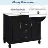 36'' Bathroom Vanity with Top Sink, Modern Bathroom Storage Cabinet with 2 Soft Closing Doors and 2 N710P230231B